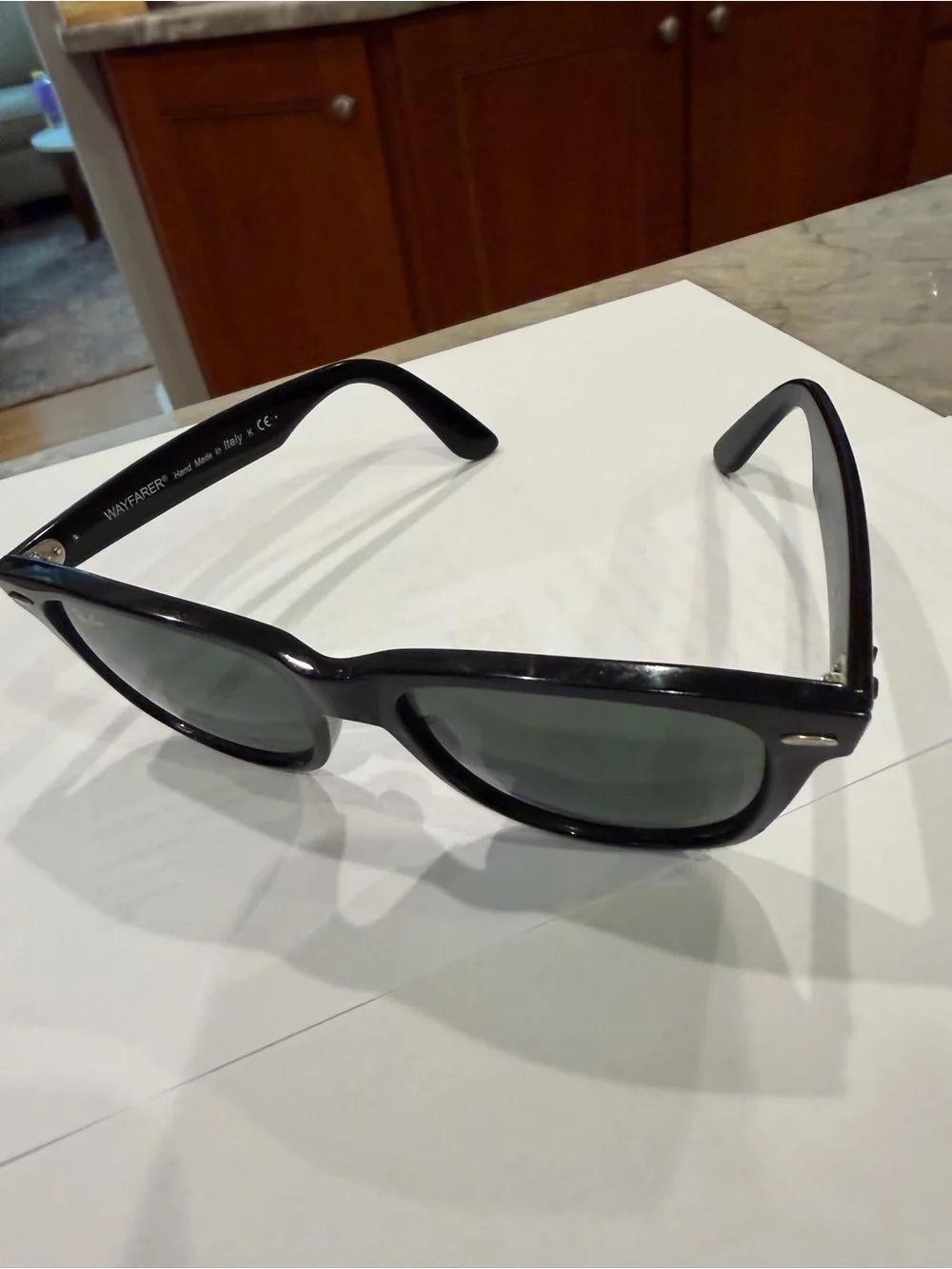 Ray-Ban Black Wayfarer Sunglasses with Dark Green Lenses